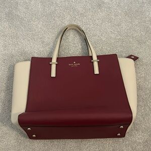 Kate Spade Burgundy & Tan Shoulder Bag Purse